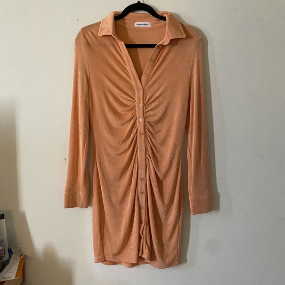 NWOT! Orange Slinky Button down Dress - Picture 3 of 4